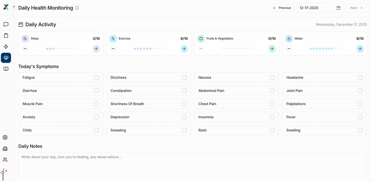 Monitor Symptoms & Activities